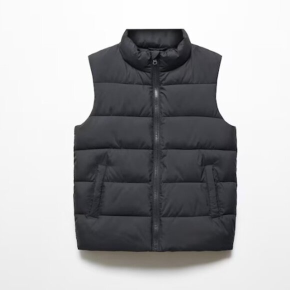 Mango Boys Black Quilted Puffer Vest Jacket Size 11-12 New - Picture 1 of 3